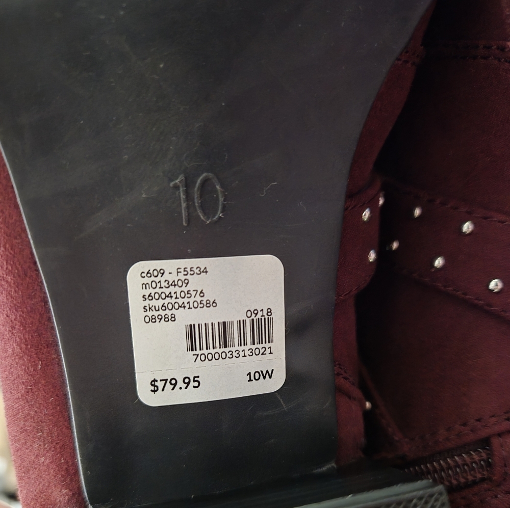 Lane Bryant Burgundy Ankle Boots with Studded Straps - Picture 7 of 17